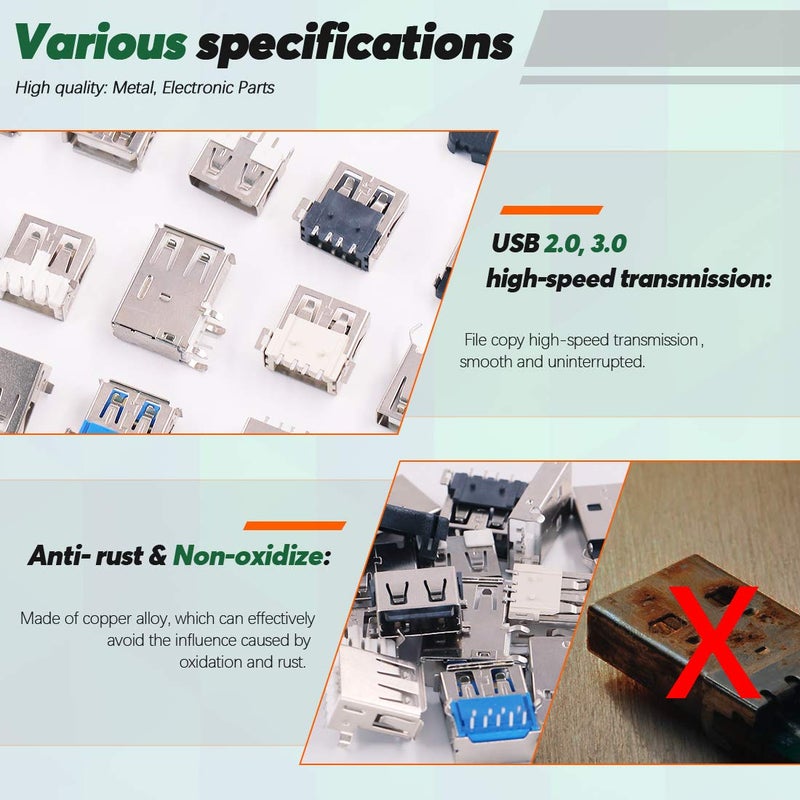 Keadic 180PCS Micro USB & USB 3.0 Male Female Jack Socket Connector Set: 150 Ports, 18 Different Sizes, Laptop, PC, Tablet & More - Image 3